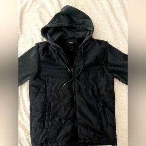Men’s RVCA hooded sweatshirt with vest. Size small. Good condition.